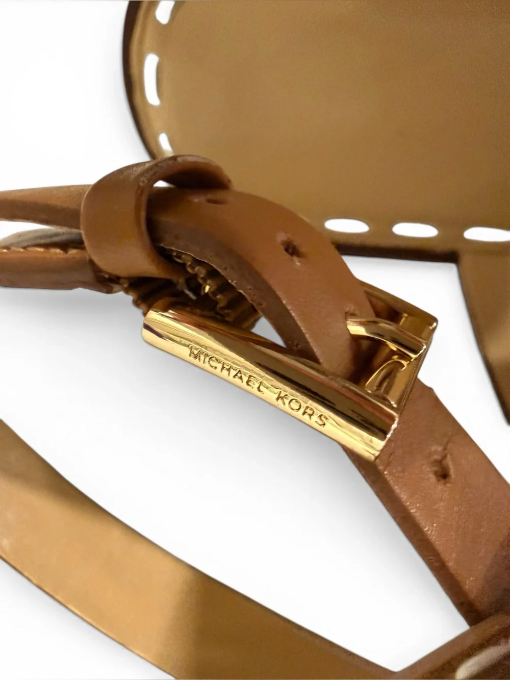 Michael Kors Cognac Leather Multi-Strap Ankle-Buckle Sandals